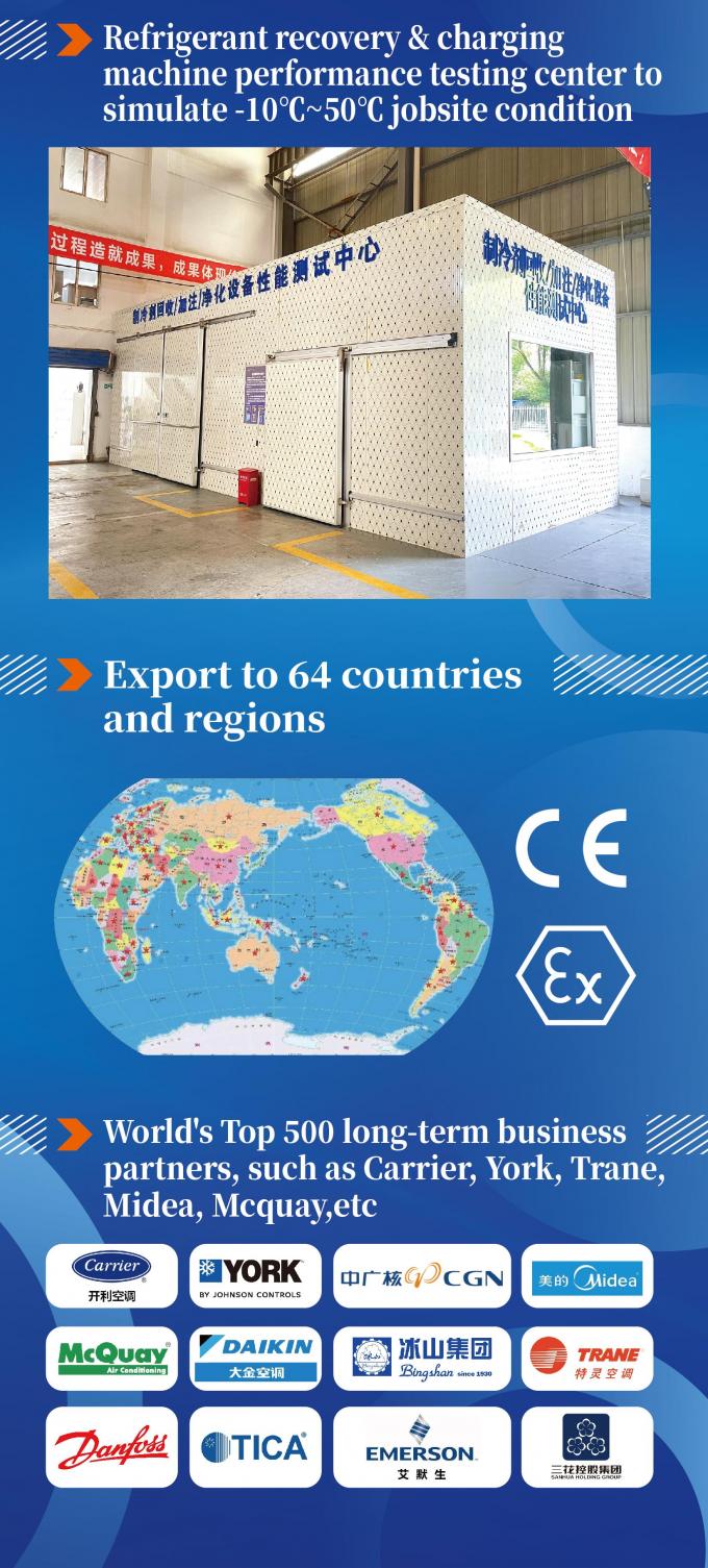 10 HP Oil-free Explosion Proof Refrigerant Recovery Machine with ≤120 kg/h Vapor and ≤8000 kg/h Liquid Recovery Rates 7